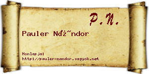 Pauler Nándor névjegykártya